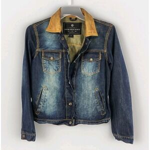 Brush Creek Ranch Distressed Denim Jacket Youth SM Western Coat Leather‎ Collar